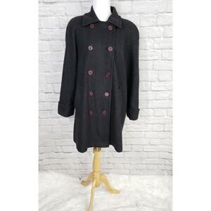 Vintage Russell Scott Double Breasted Gray Wool Swing Coat Cuffed Sleeve Sz 9/10